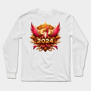 Wooden Gold Pink Dragon 2024 Long Sleeve T-Shirt